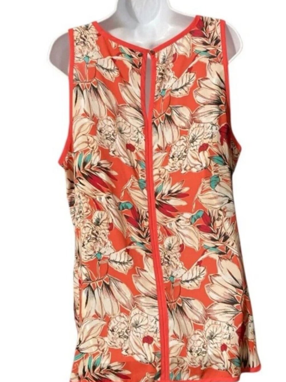 Women Liz Claiborne Pink Floral Design Polyester Sleeveless Pullover Blouse XL - Picture 7 of 8